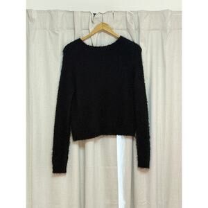 Freshman 1996 Black Fuzzy Cropped Sweater